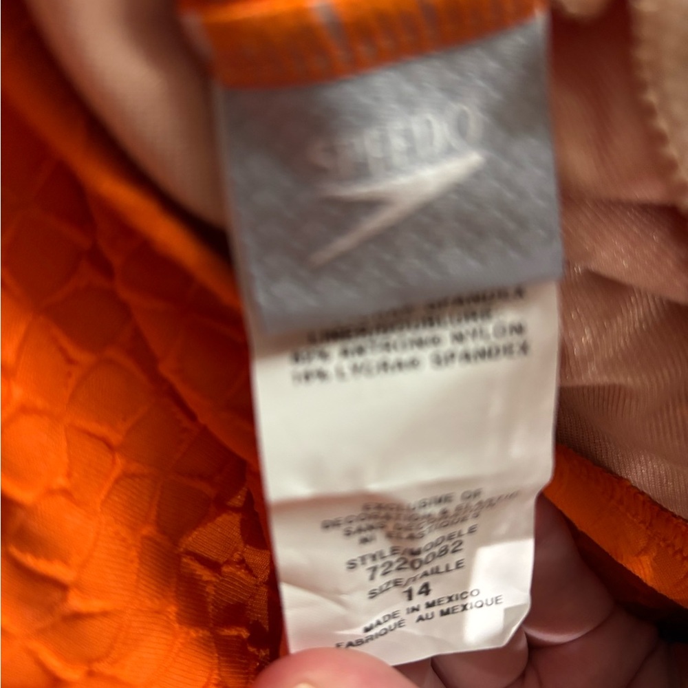 Speedo Orange Textured Swimsuit New with Tags Size 14 - Picture 16 of 16